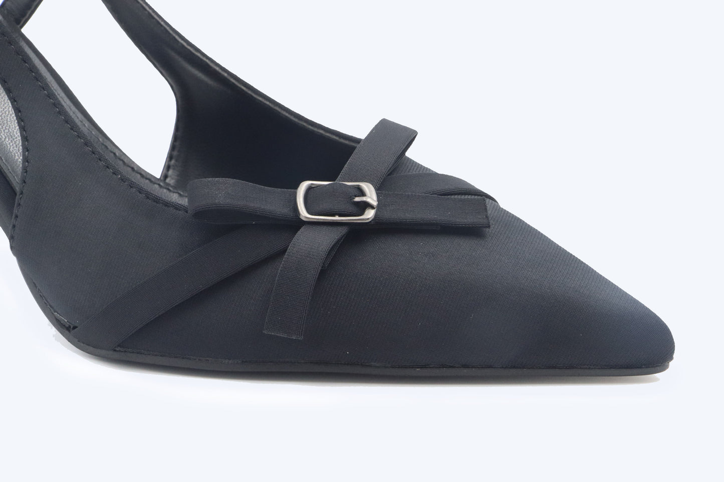 Black Satin Slingback Heels