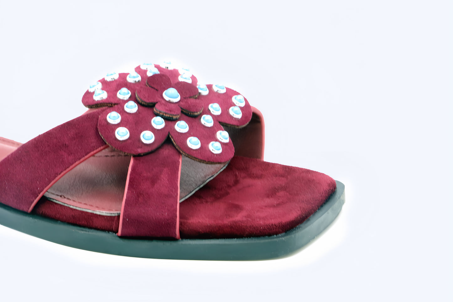 Maroon Gem Mule Flats