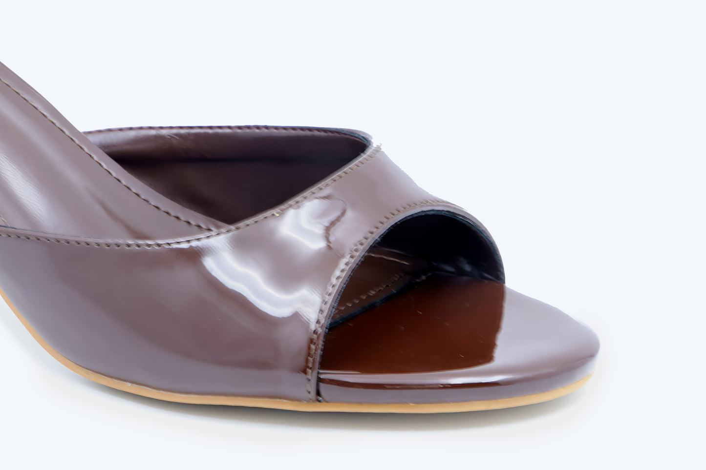 Brown Shine Mule Sandals