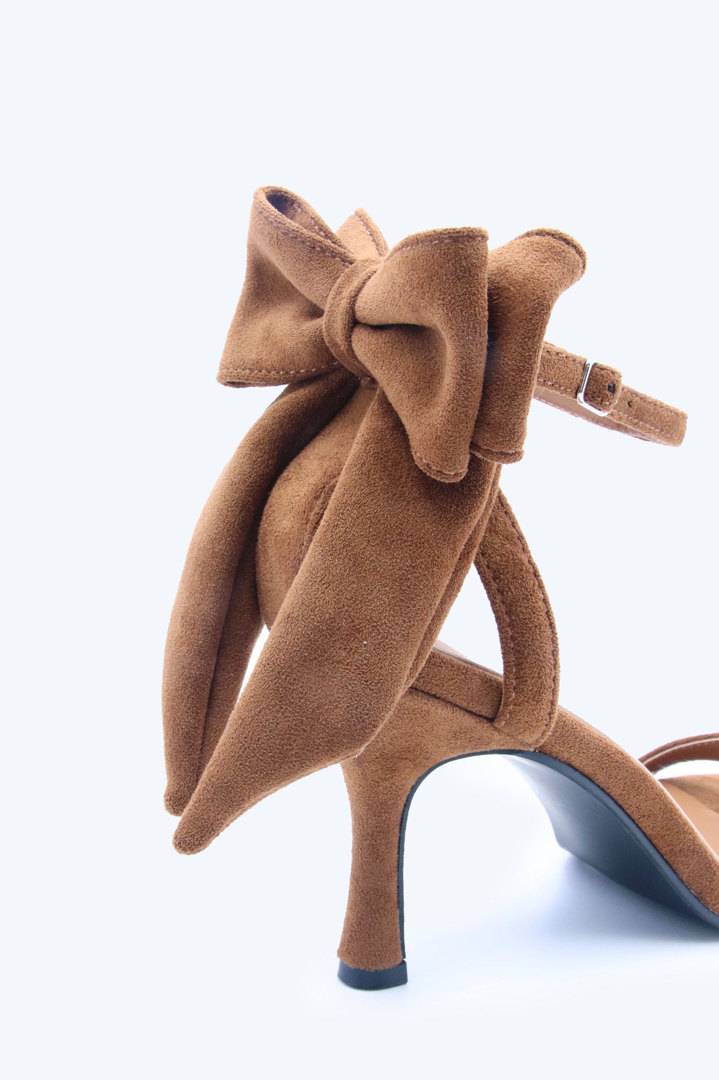 Camel Suede Bow Heels