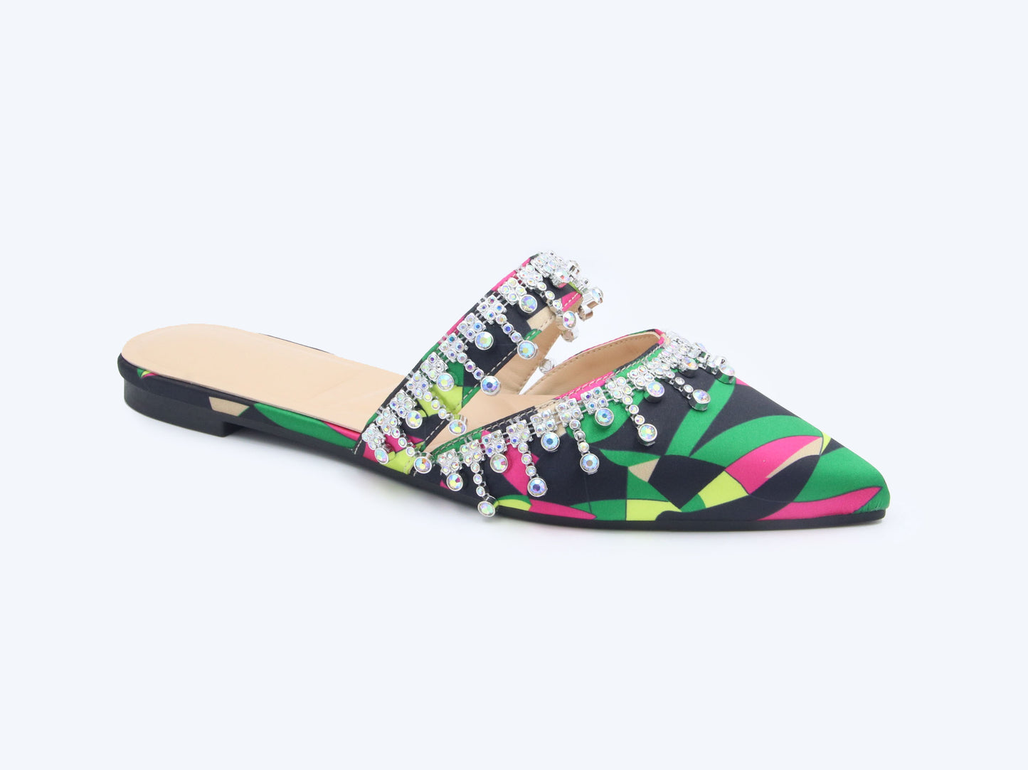 Black Bejeweled Pop Flat