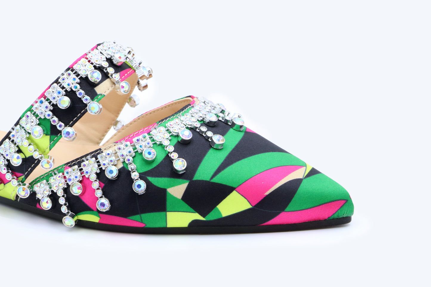Black Bejeweled Pop Flat