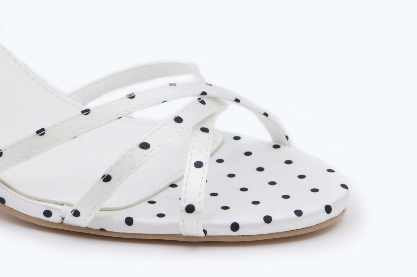 White Polka Strap Heel