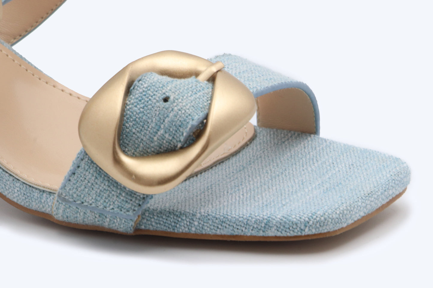 Blue Denim Buckle Mule