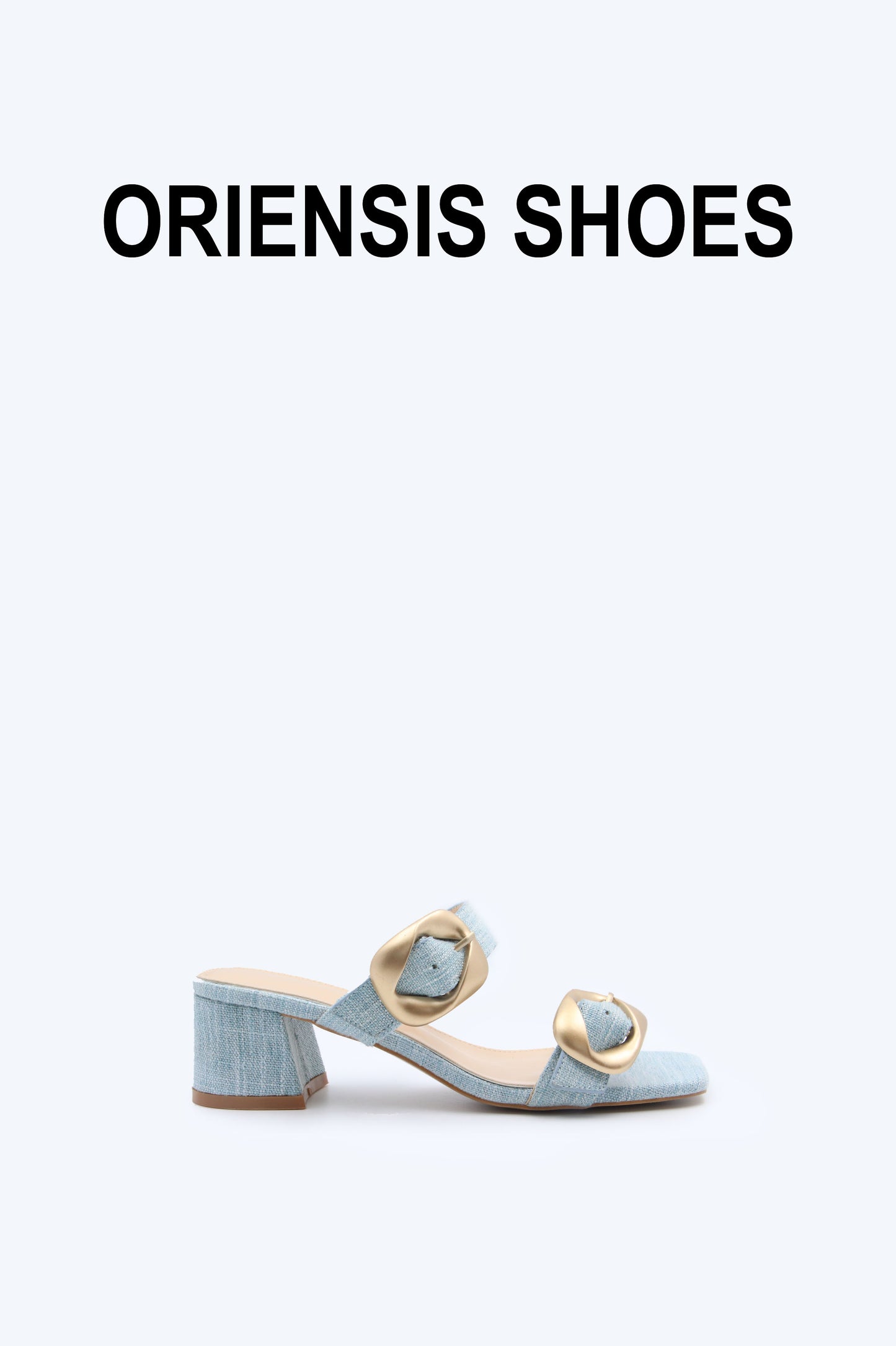 Blue Denim Buckle Mule