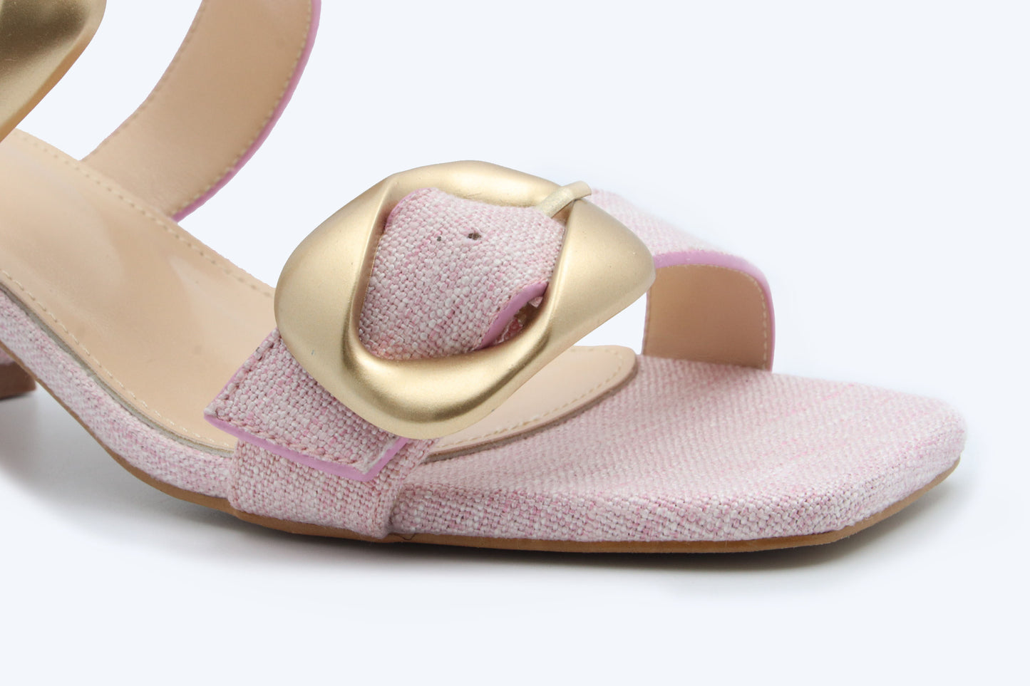 Pink Denim Buckle Mule