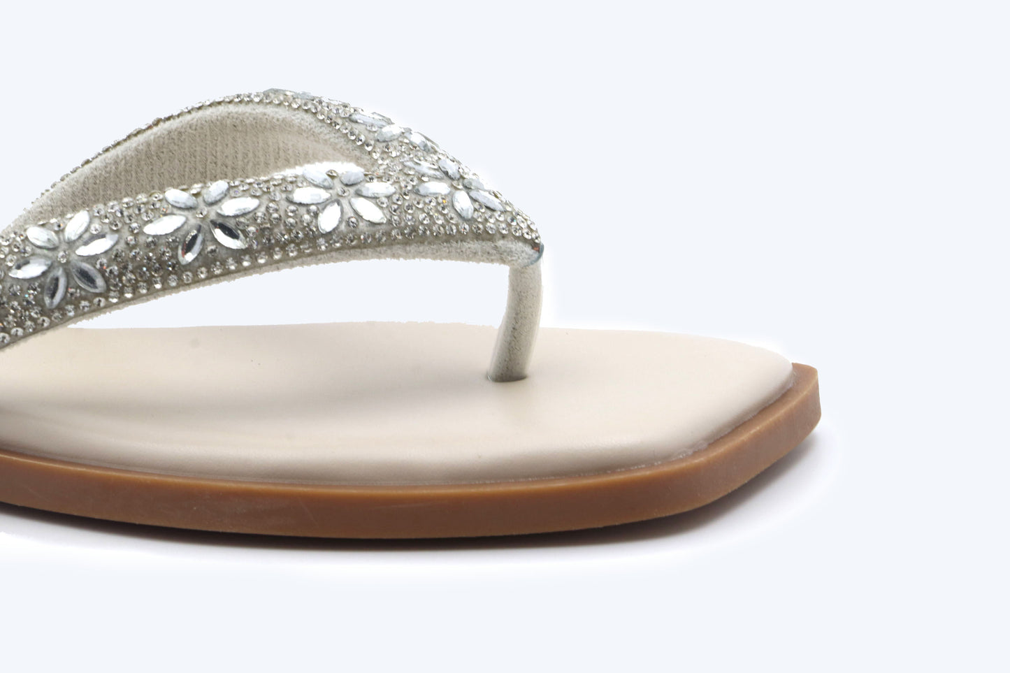 Silver Flower Thong Flat
