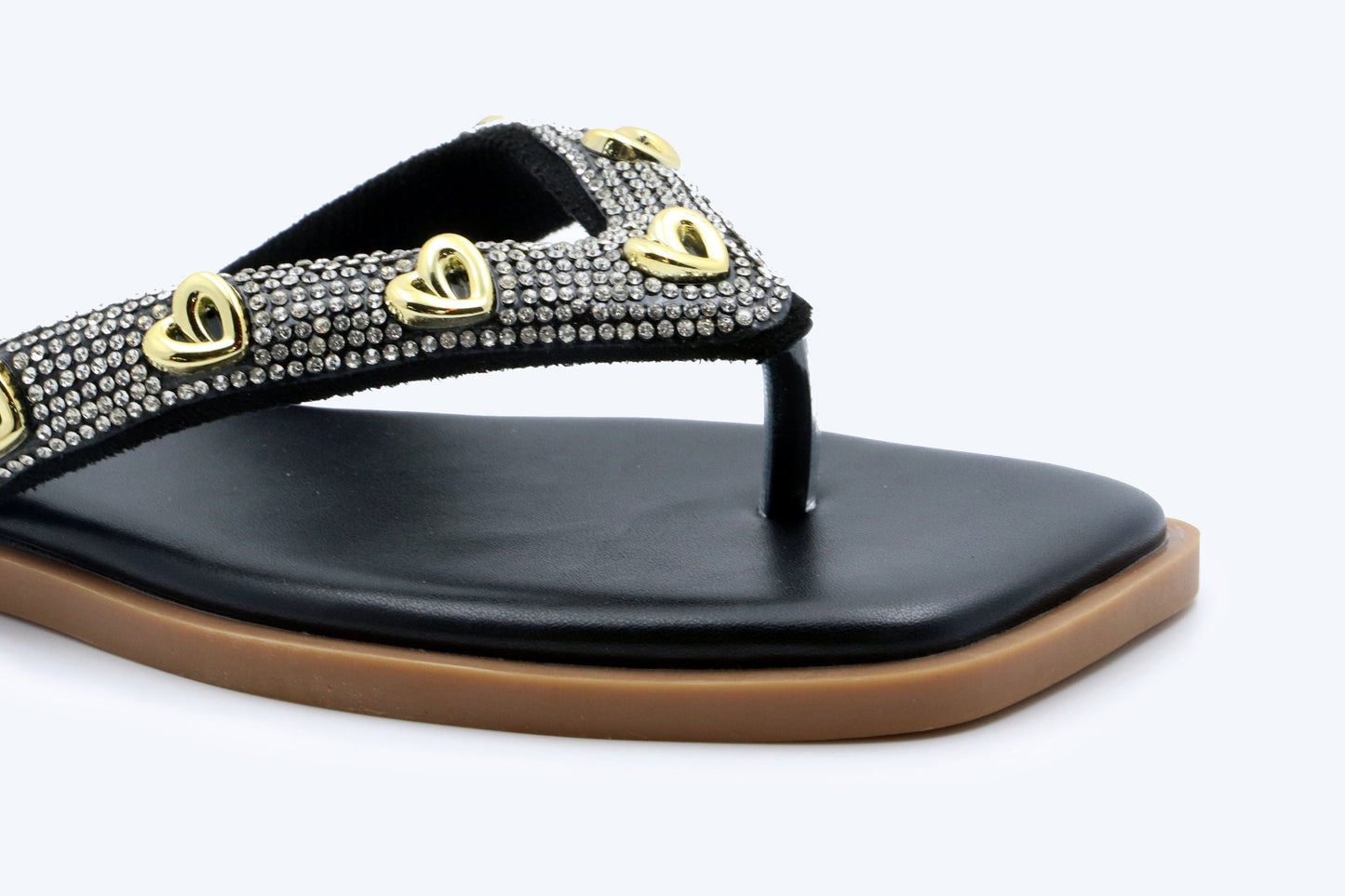 Black Heart Thong Flat