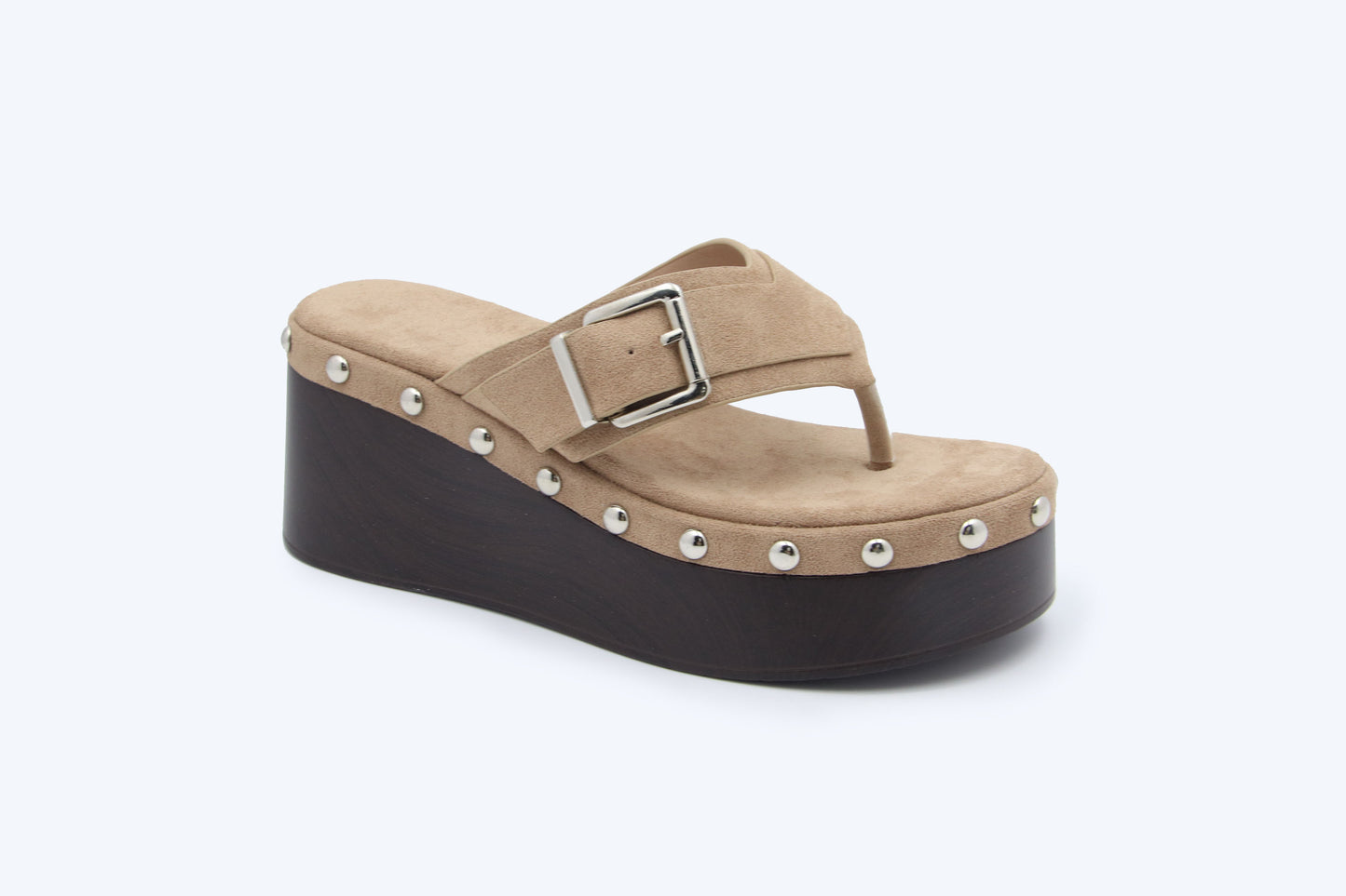 Nude Metallic Weave Flat