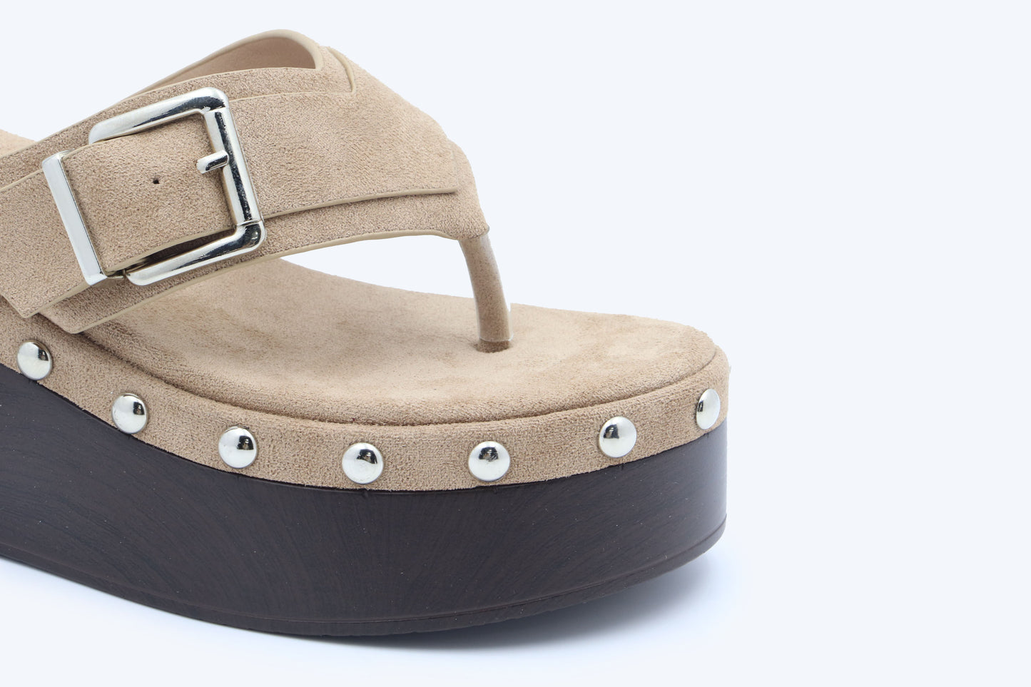 Nude Metallic Weave Flat