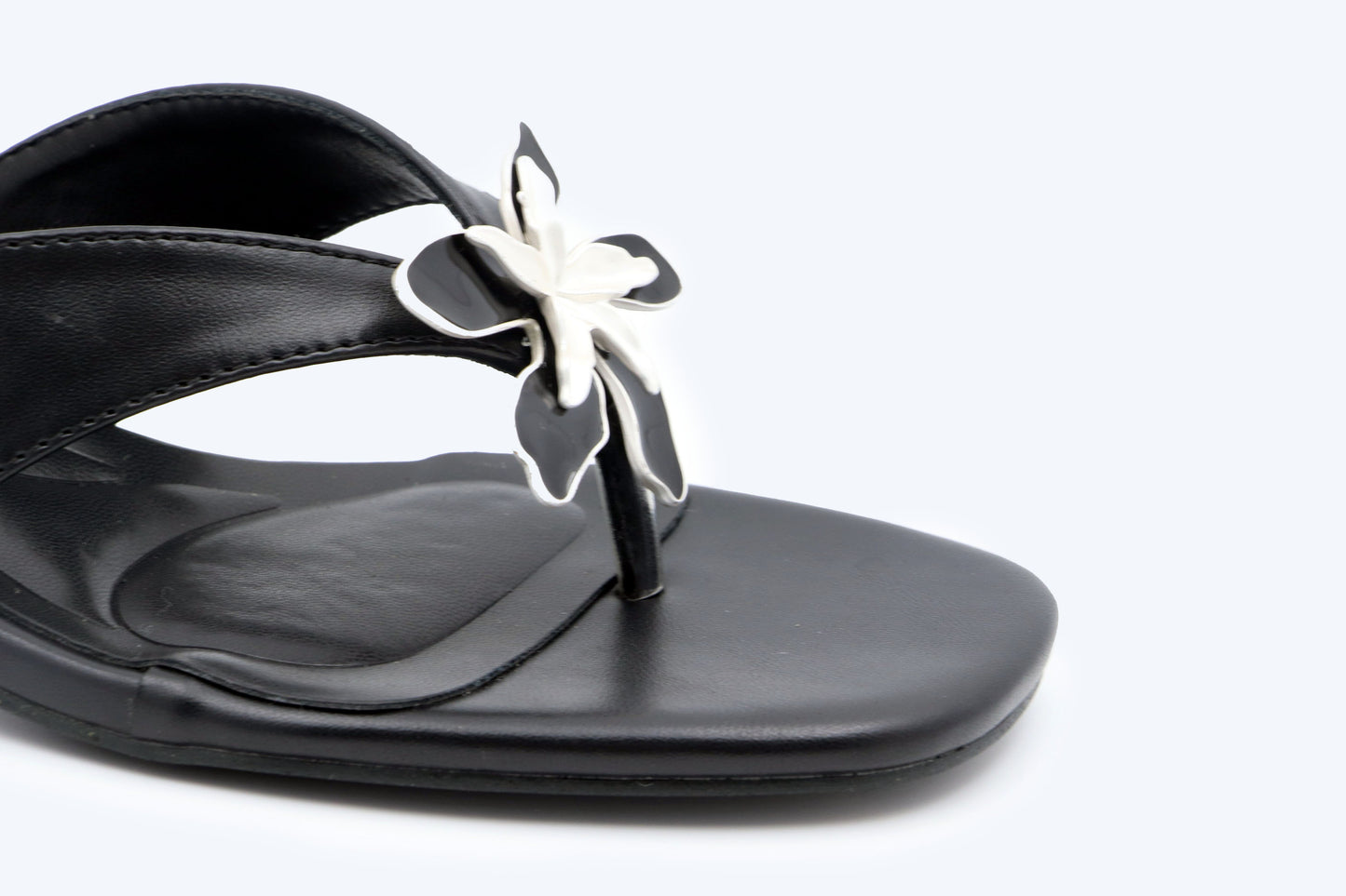 Black Flower FlipFlop Sandal