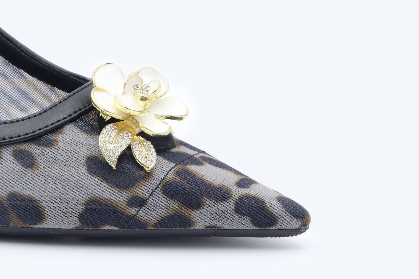 Black Mesh Blossom Heel
