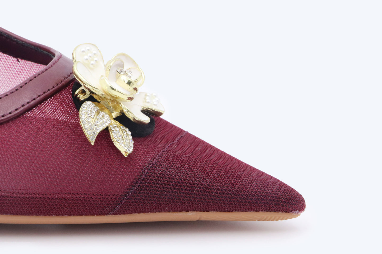 WineRed Mesh Blossom Heel
