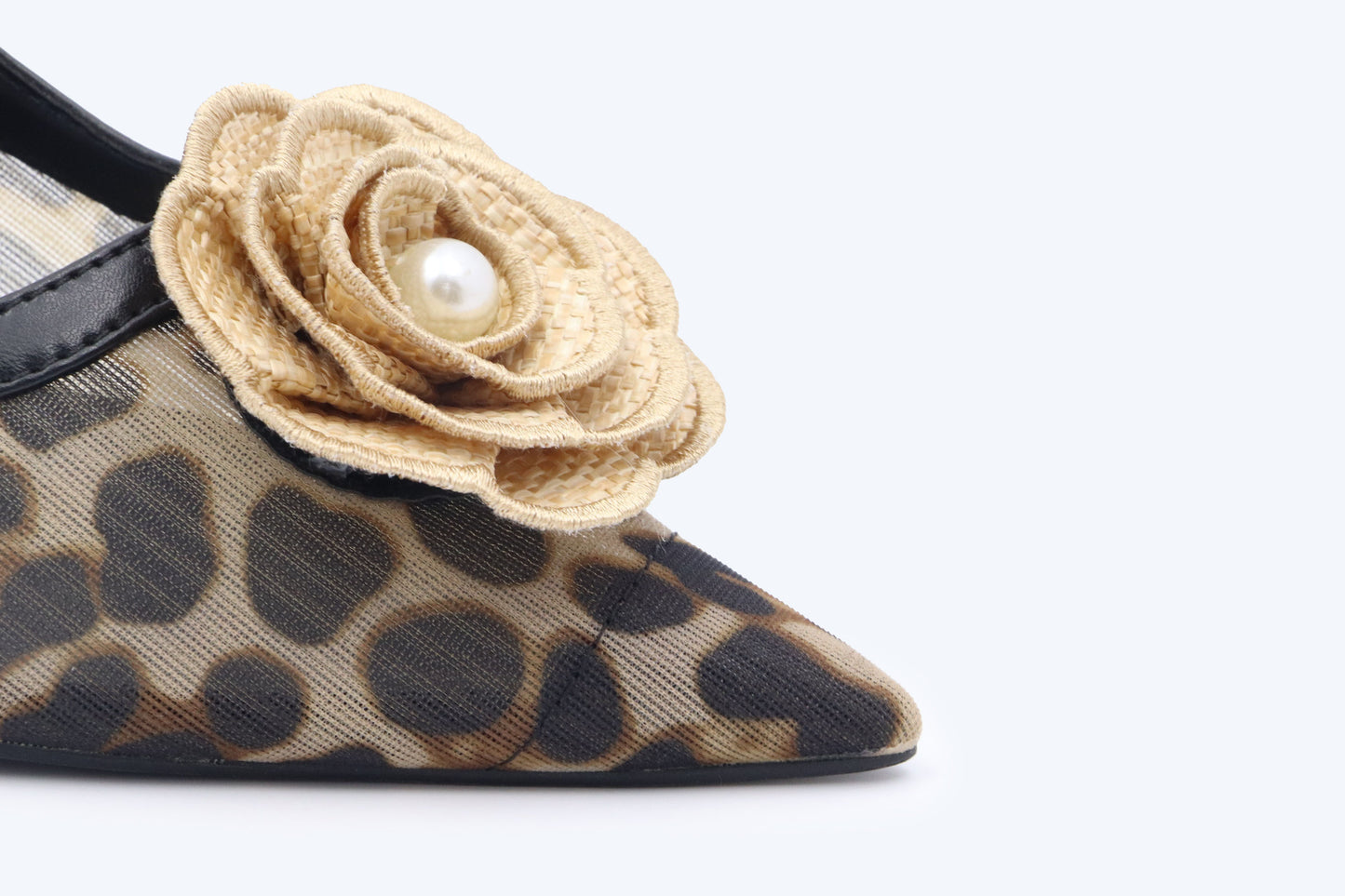 Black Floral Embellish Heel