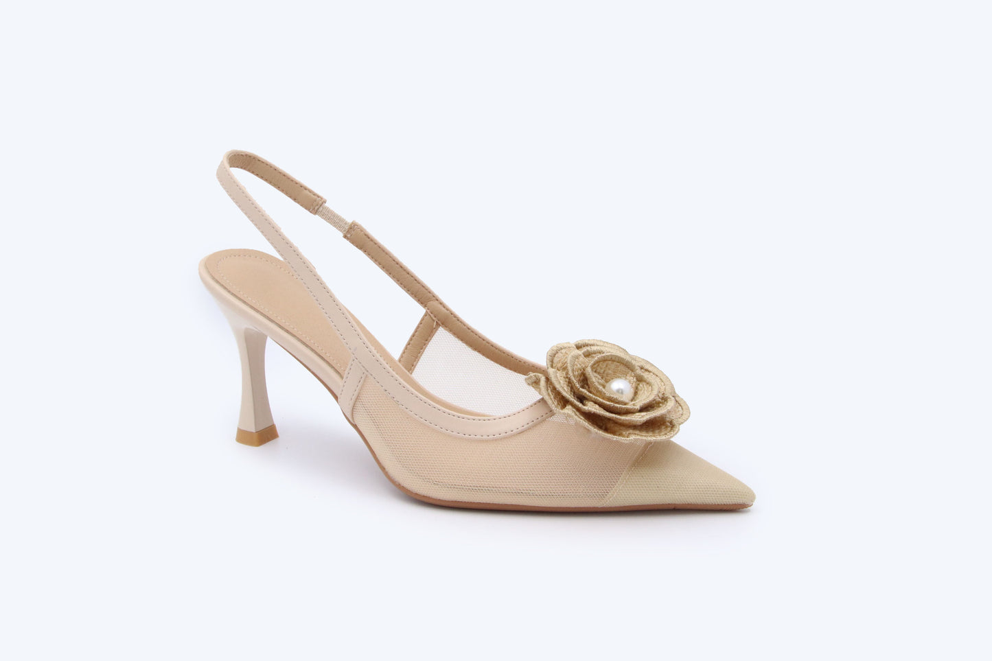 Nude Floral Embellish Heel
