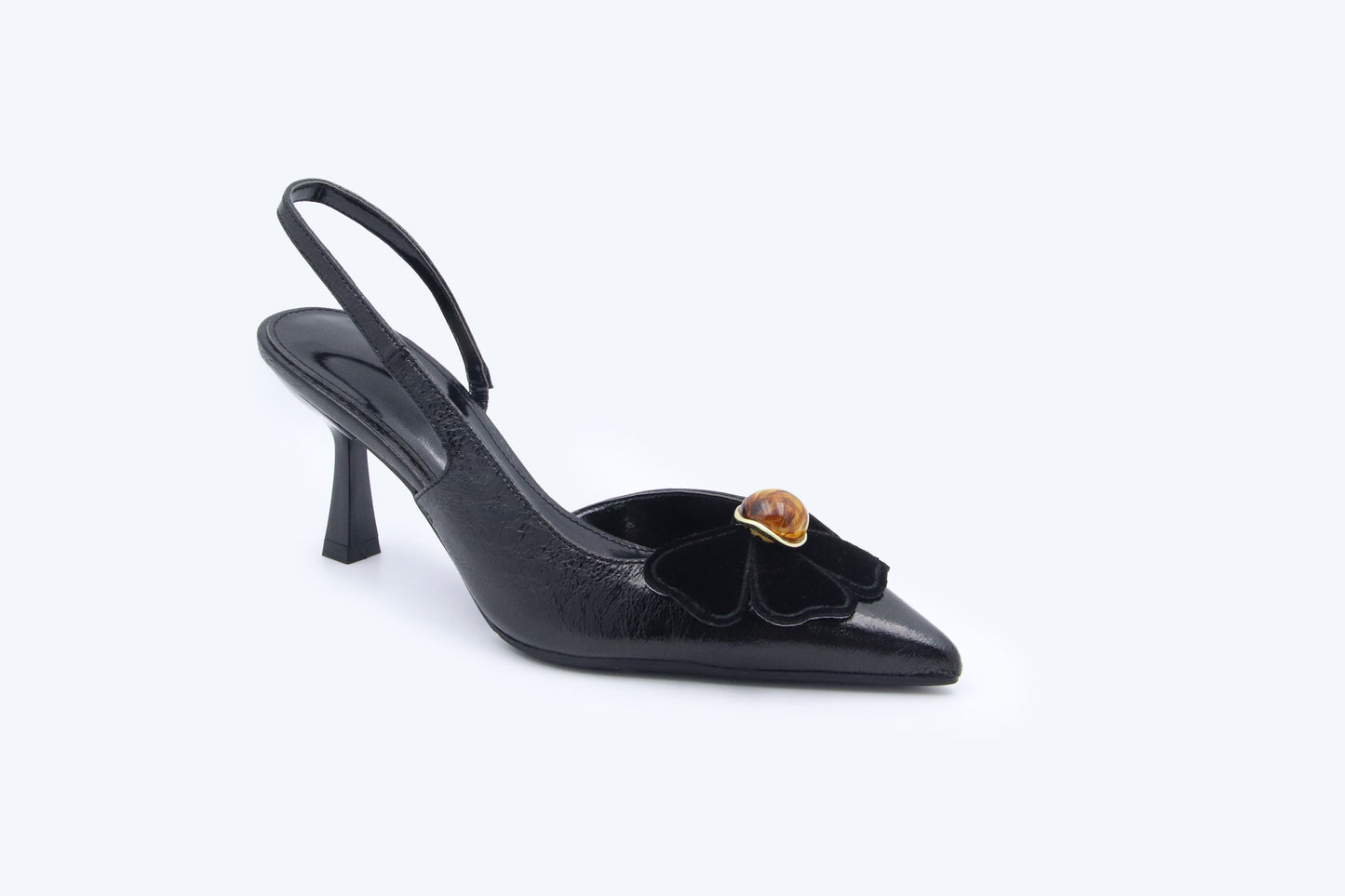 Black Bloom Slingback Heel