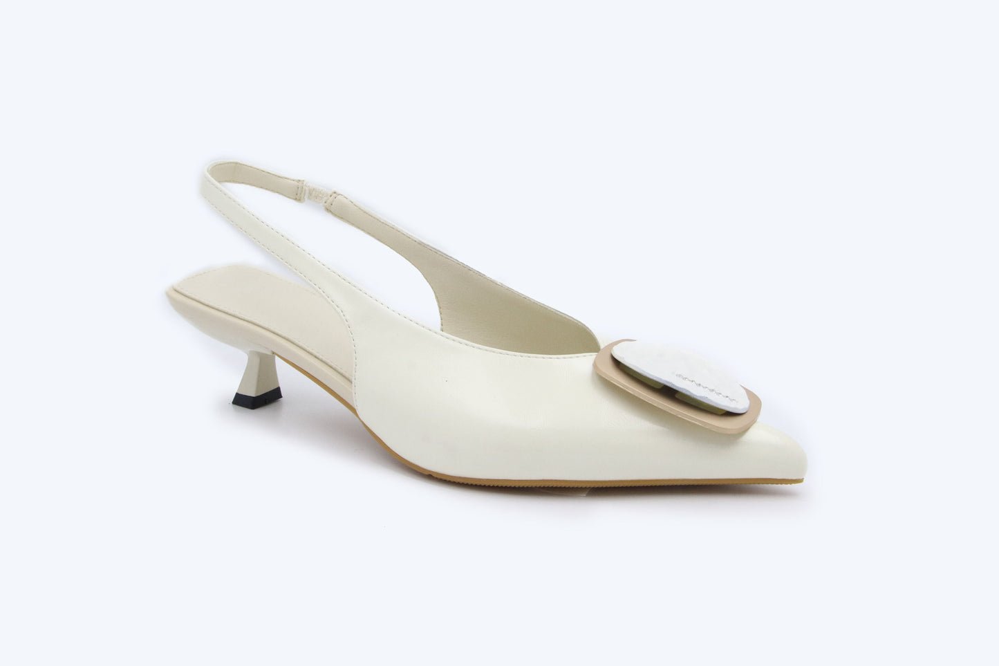 White Double Rectangle Heel