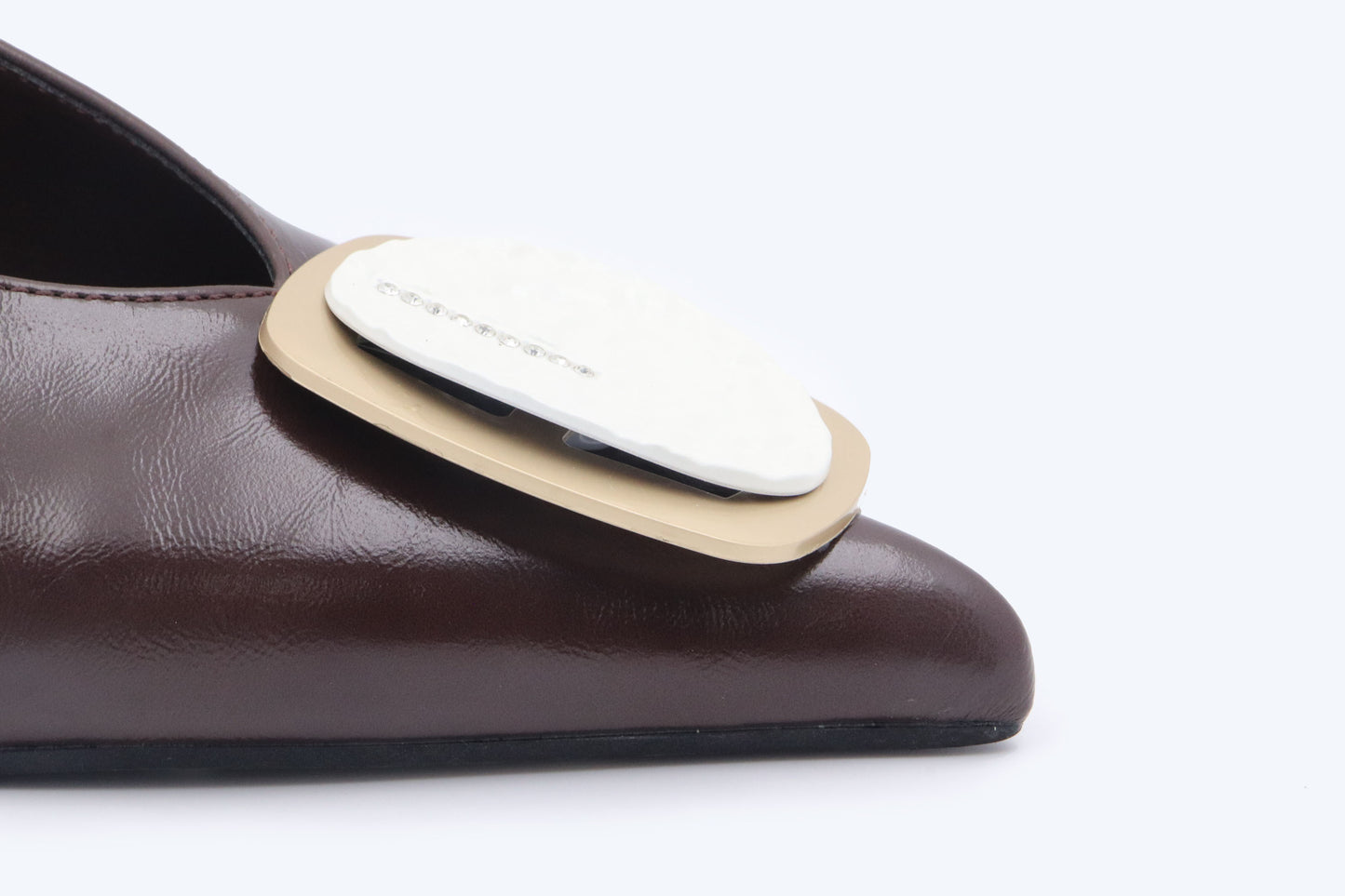 Brown Double Rectangle Heel