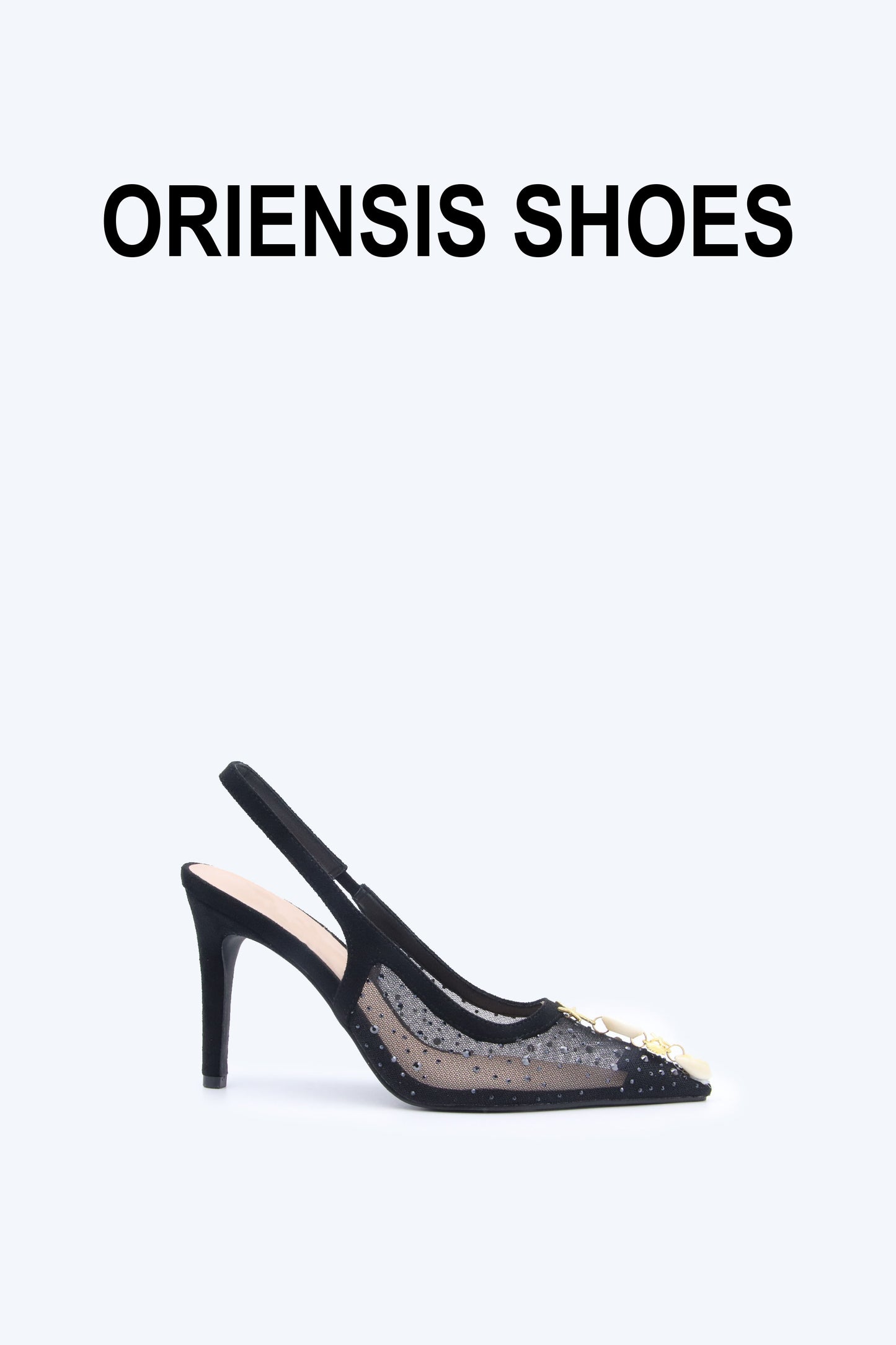 Black Mesh Shell Heel