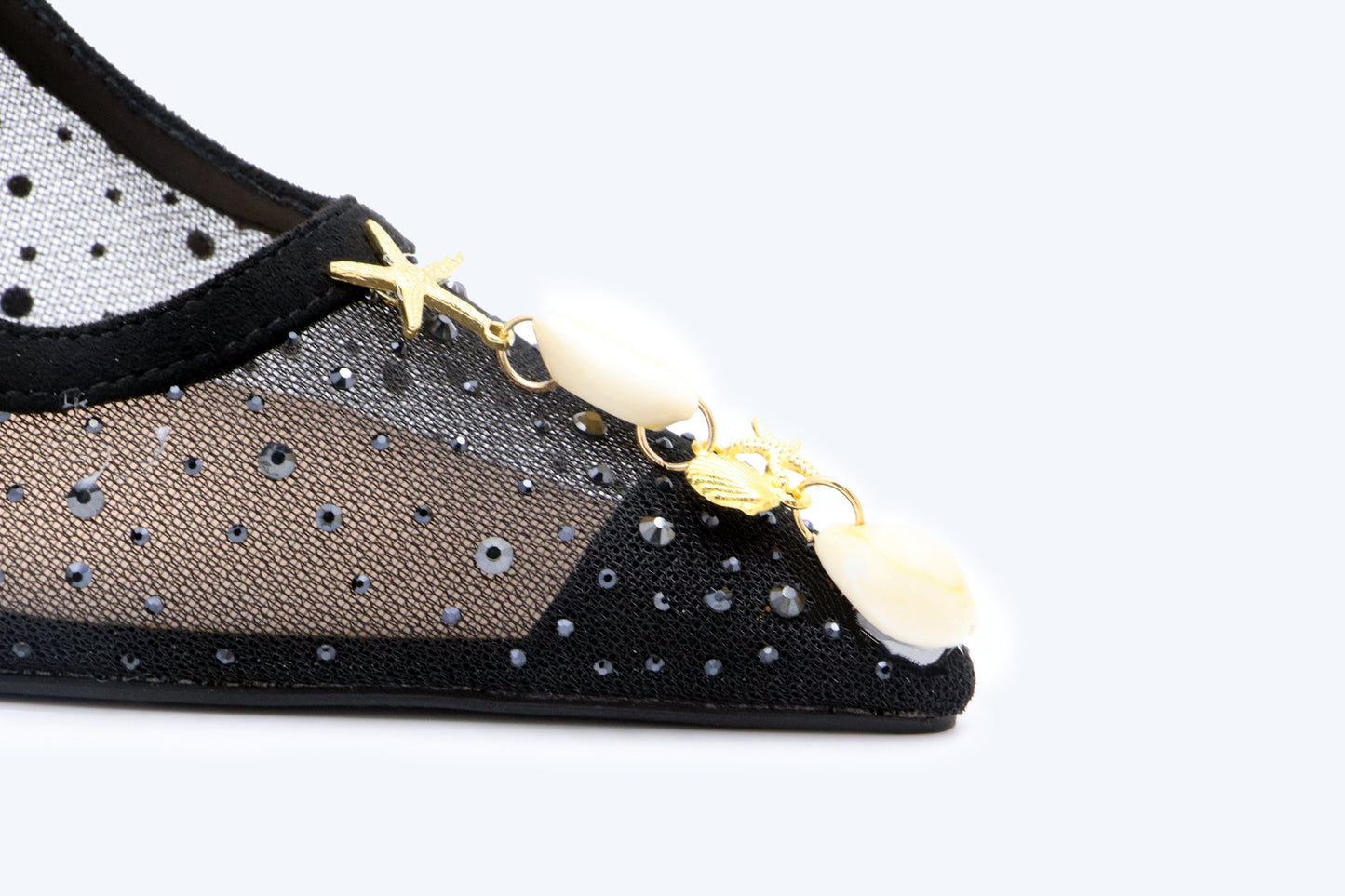 Black Mesh Shell Heel