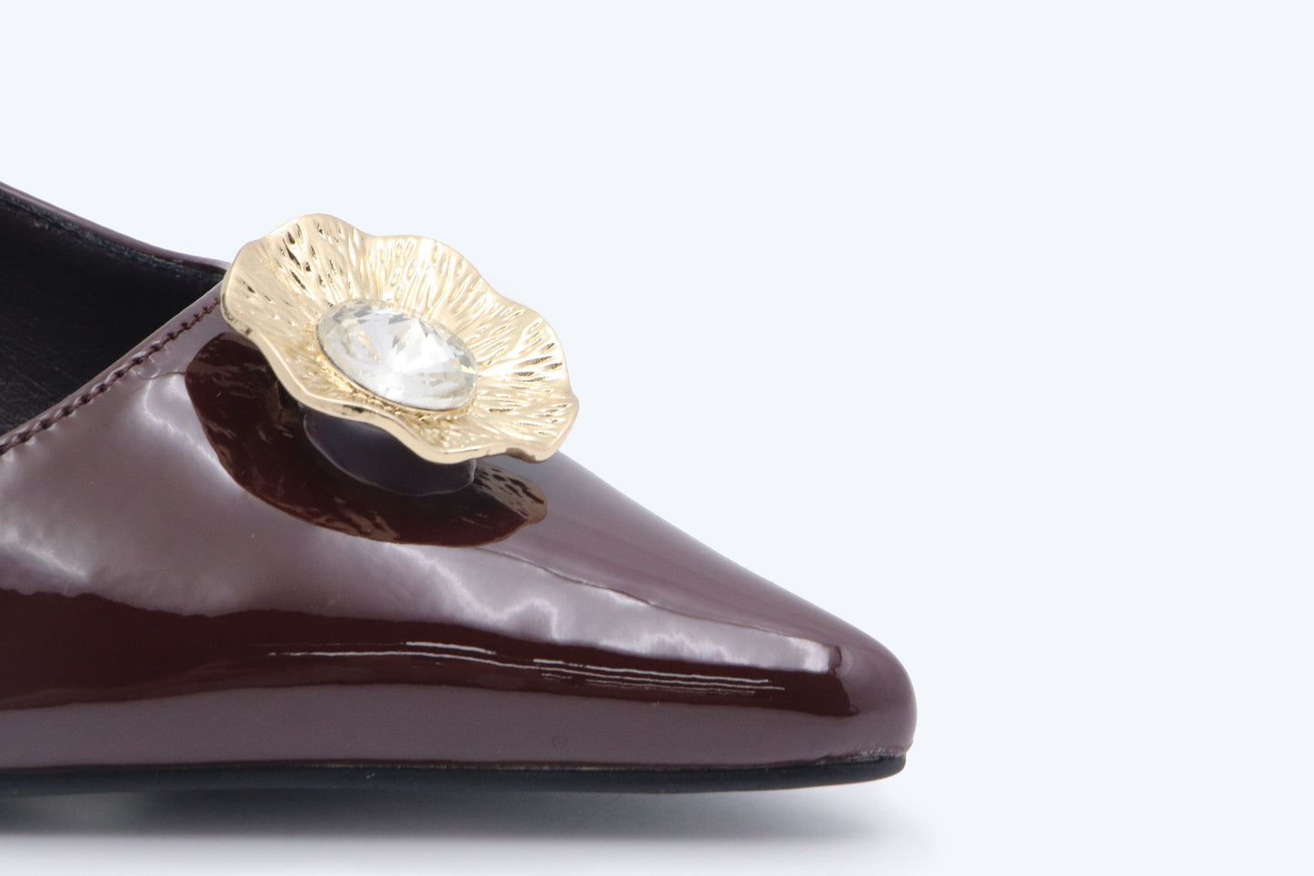 Brown Flower Point Heel
