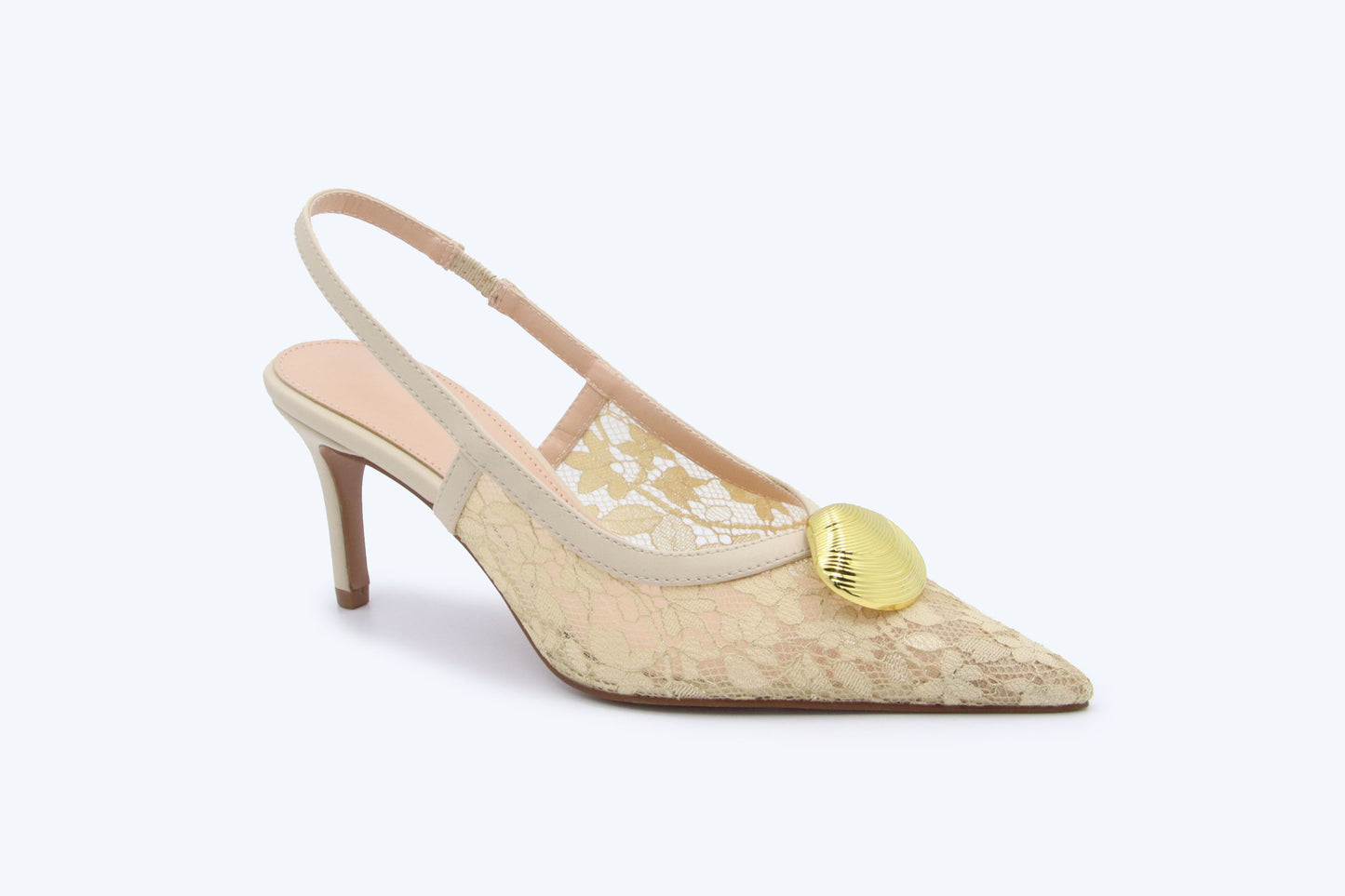 Nude Mesh Slingback Heel