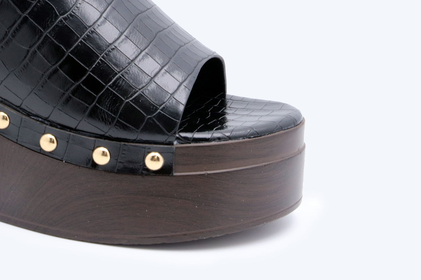 Black Rivet Wedge Sandal