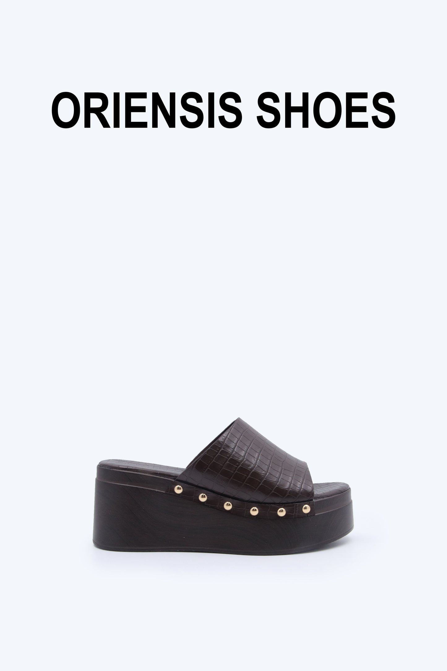 Brown Rivet Wedge Sandal