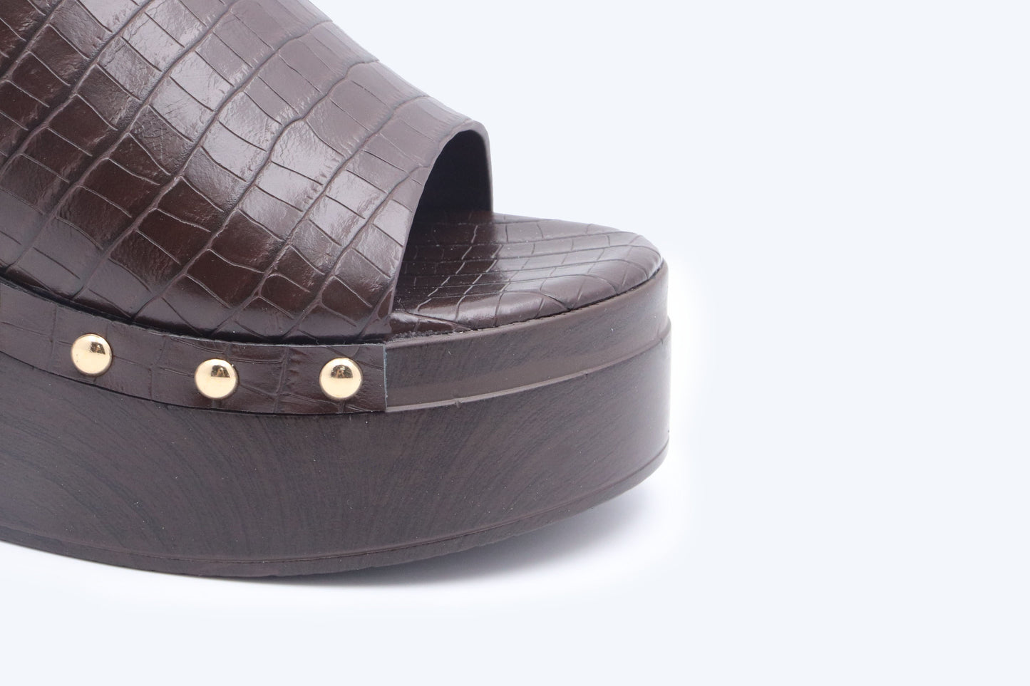 Brown Rivet Wedge Sandal
