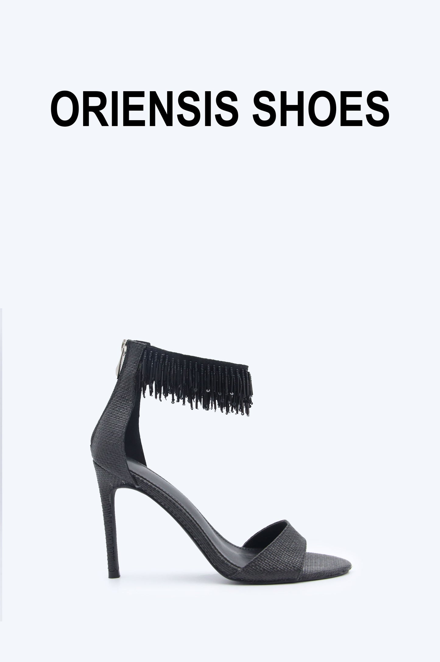 Black Shimmer Strap Heel