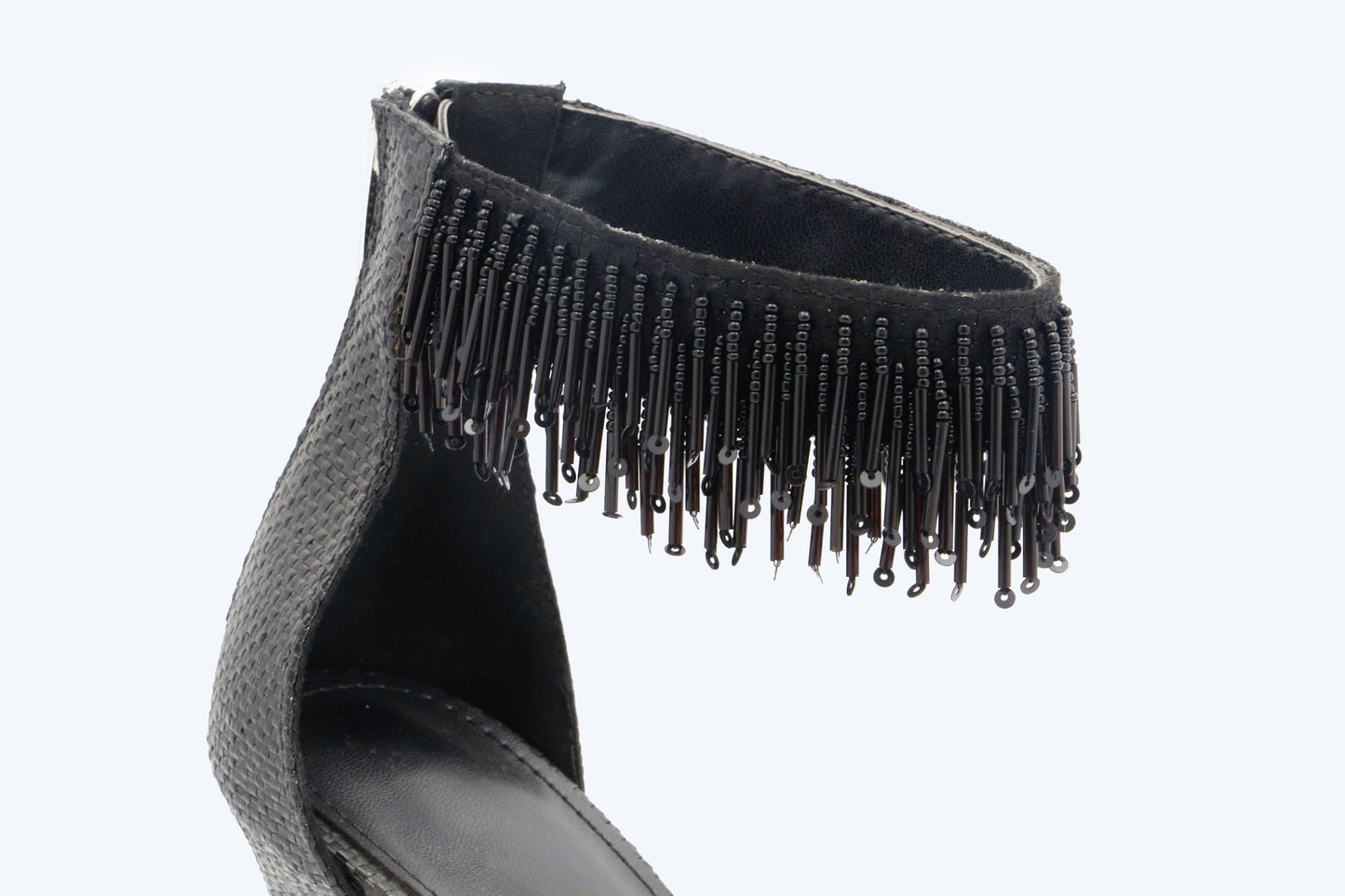 Black Shimmer Strap Heel