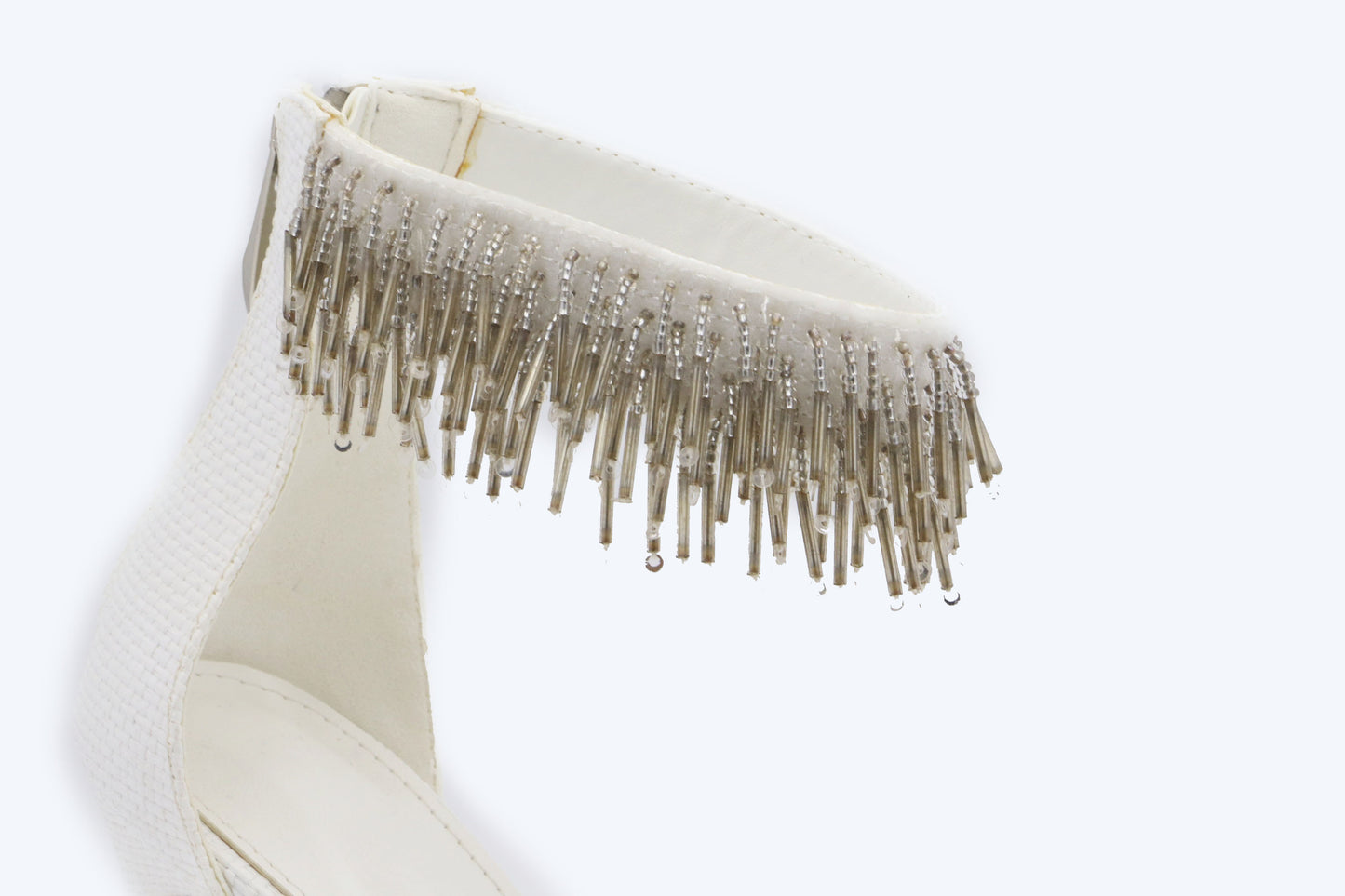 White Shimmer Strap Heel