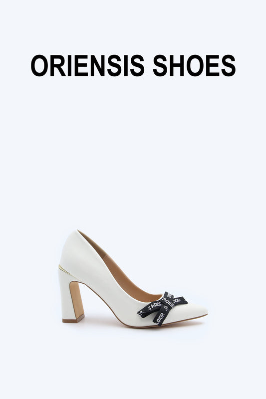 White Glam Lettered Heels