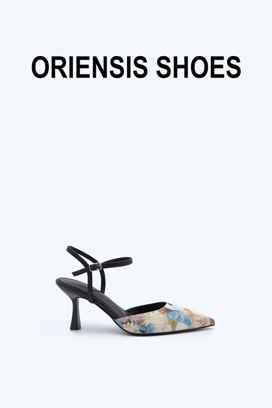 Black Floral Mesh Heel