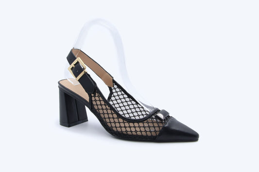 Black Romantic Mesh Heels