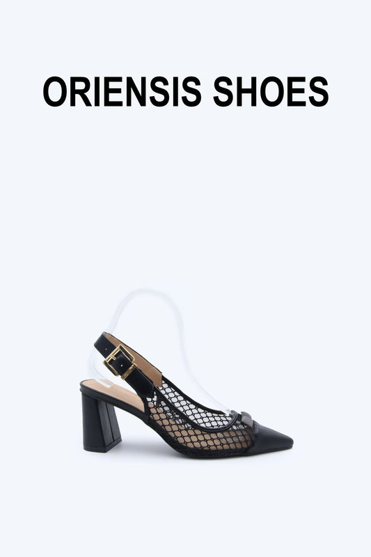 Black Romantic Mesh Heels