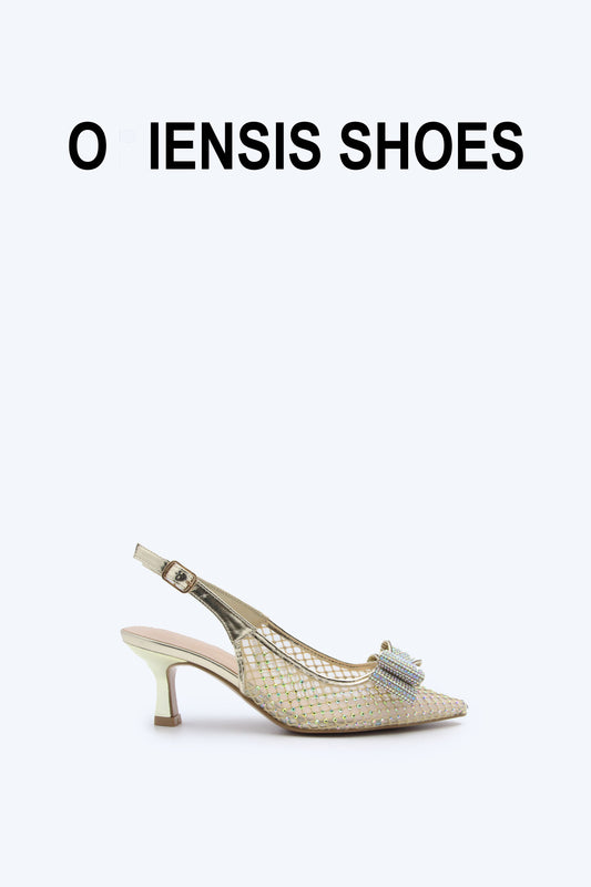 Gold Mesh Bow Heels