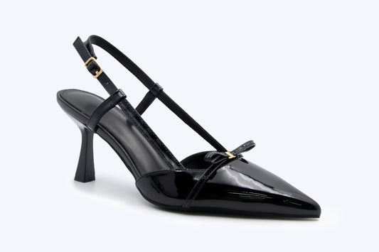 Black Stiletto Bow Heels