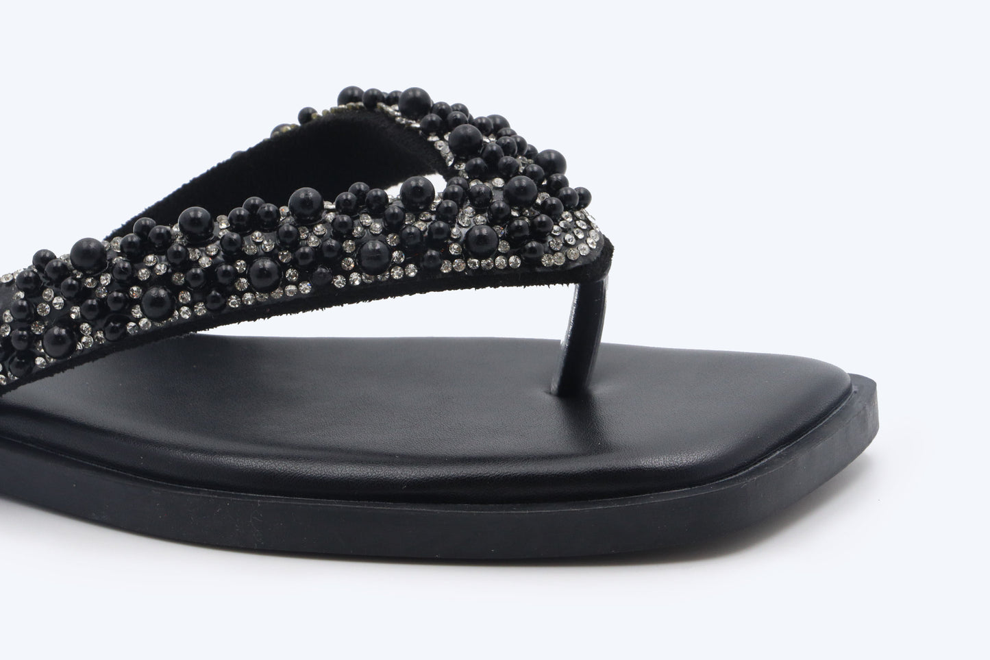 Black Gem Thong Flat