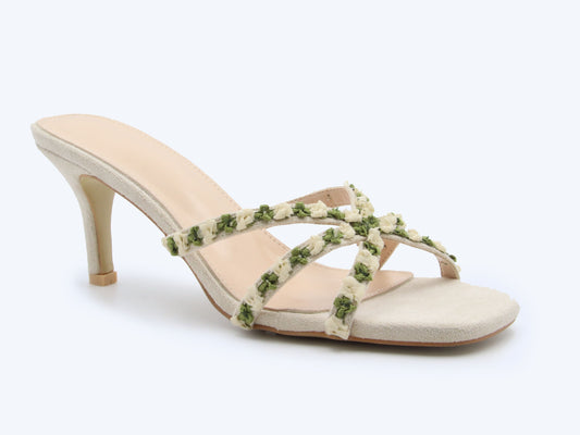 Beige Floral Charm Sandals
