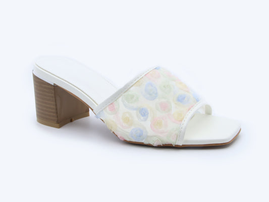 White Bloom Sling Sandals