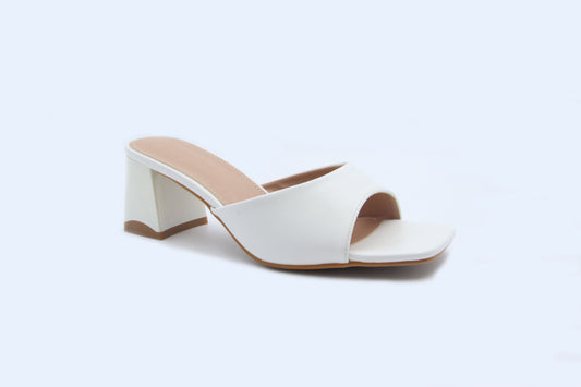 White Luna Mule Heels