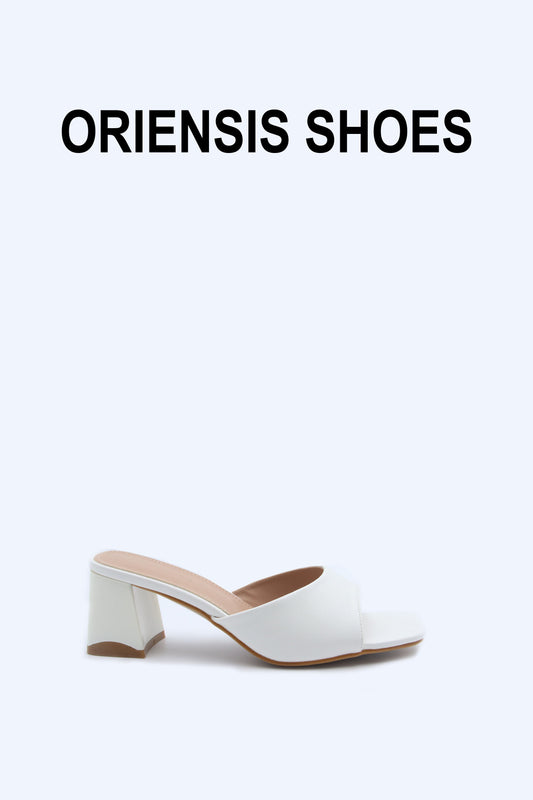 White Luna Mule Heels