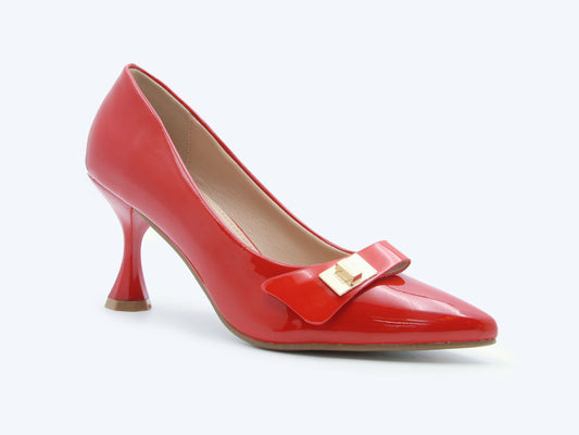 Red Gilded Bowlet Heels