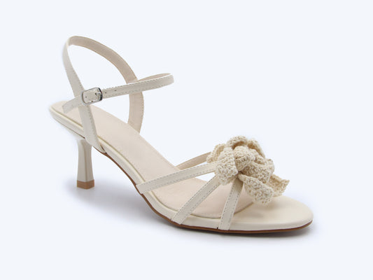 Beige Crochet Gleam Heels