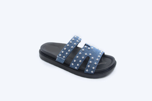Blue Denim Studs Flats