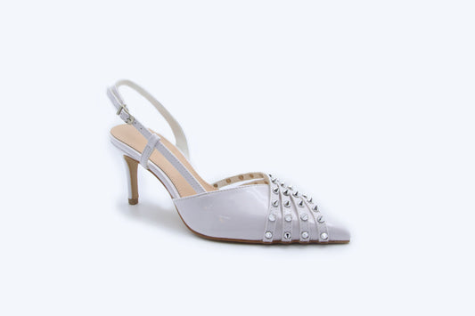 Silver Rivet Slingbacks Heels