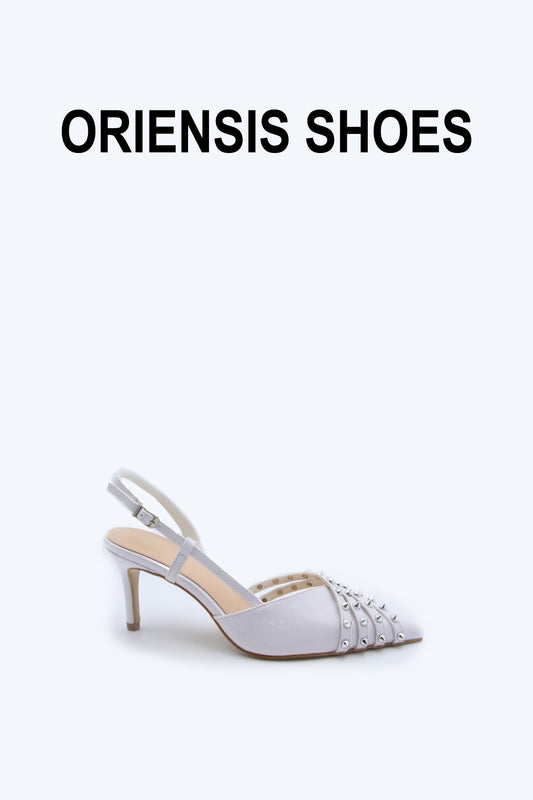 Silver Rivet Slingbacks Heels