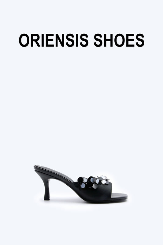Black Paillette Whim Sandal