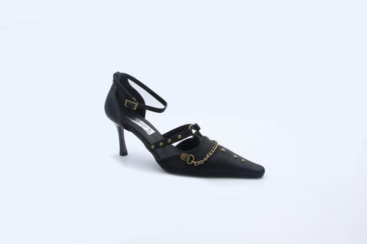 Black Elegant Buckle Heels